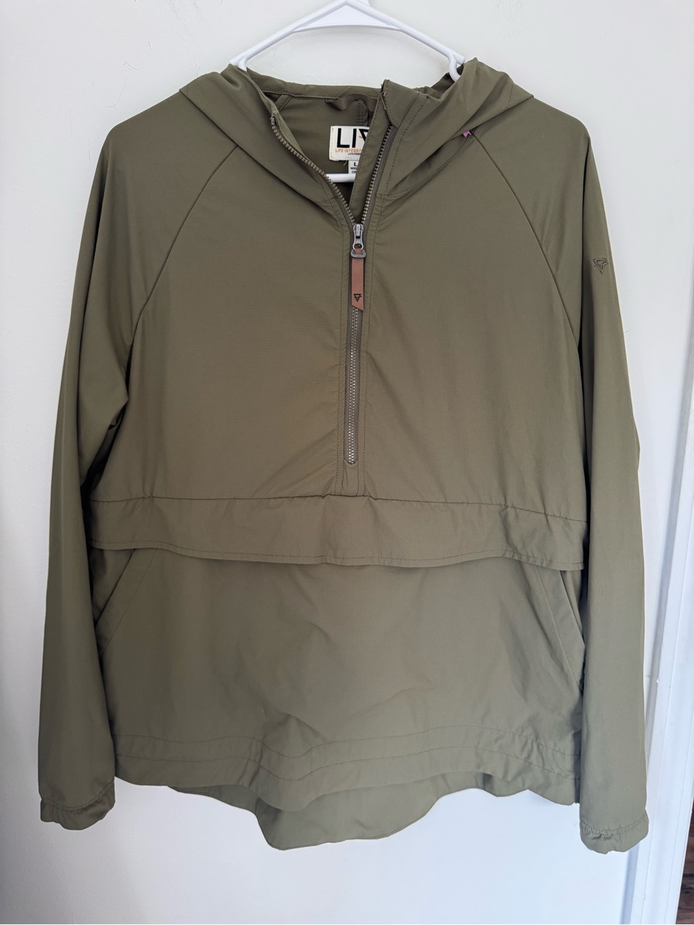 LIV Outdoor Women's Emma Anorak Quarter-Zip Jacket Olive Green Size Large